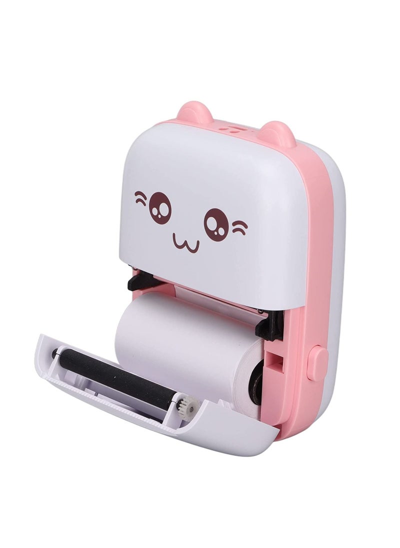 Multifunctional Mini Portable Thermal Printer with 1 Roll Paper Pink/White