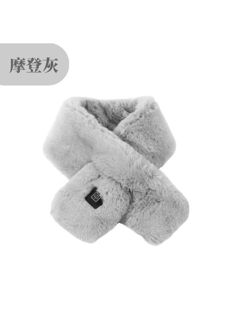 Smart heating scarf plush thickened graphene three-gear temperature control heating usb charging scarf electric heating neck protectionGray (excluding power bank bags) Gray (excluding power bank bags)