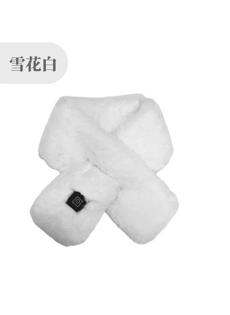 Smart heating scarf plush thickened graphene three-gear temperature control heating usb charging scarf electric heating neck protectionWhite (excluding power bank bags) White (excluding power bank bags)