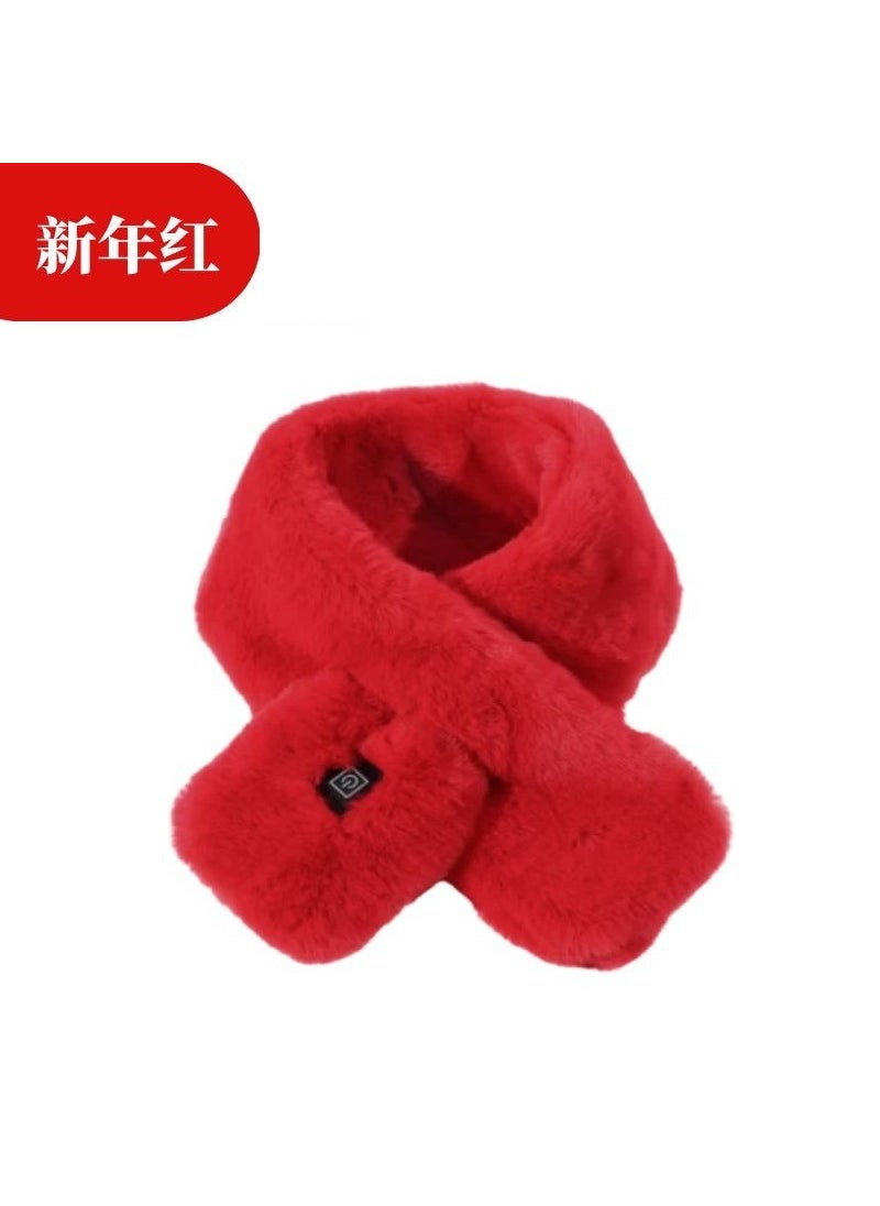 Smart heating scarf plush thickened graphene three-gear temperature control heating usb charging scarf electric heating neck protectionRed (excluding power bank bags) Red (excluding power bank bags)