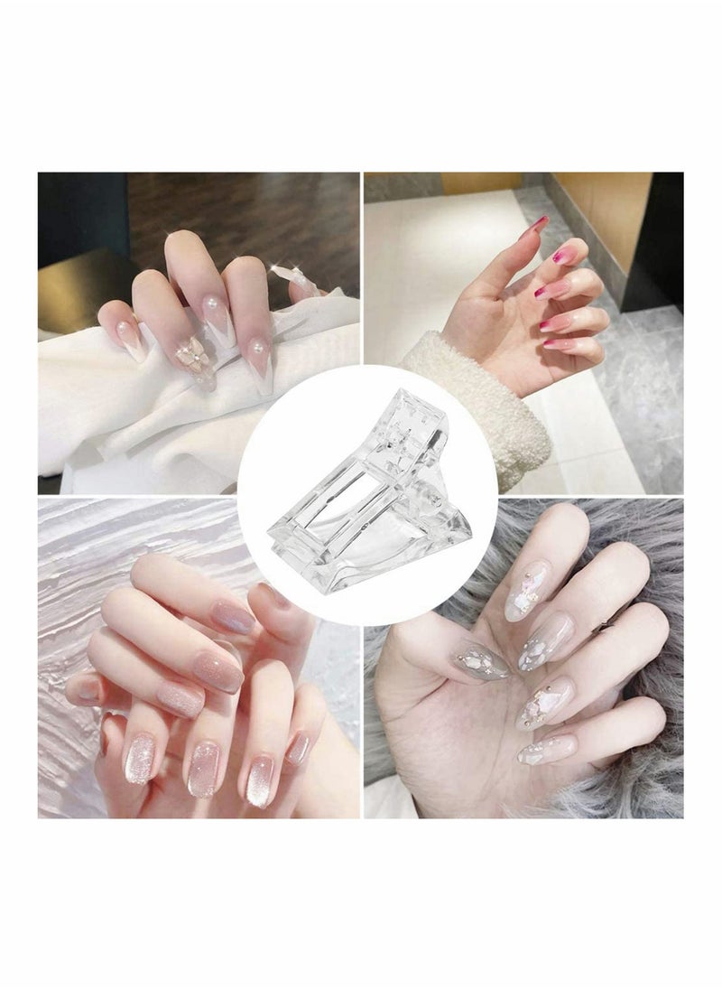 Nail Tips Clip for Quick Building Poly Gel, Nail Forms, Nail Clips for Poly Gel Finger Nail Extension UV LED Builder, Clamps Manicure Nail Art Tool, Plastic Transparent, 8 Pcs