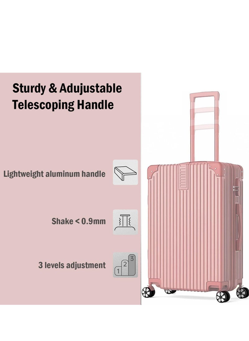 ZUIHAO Hard side 4-piece Suitcase with TSA Lock Lightweight Travel Suitcase with Spinner Wheels  Durable Carry On Luggage Sets for Family 14/20/24/28 inch Rose Gold