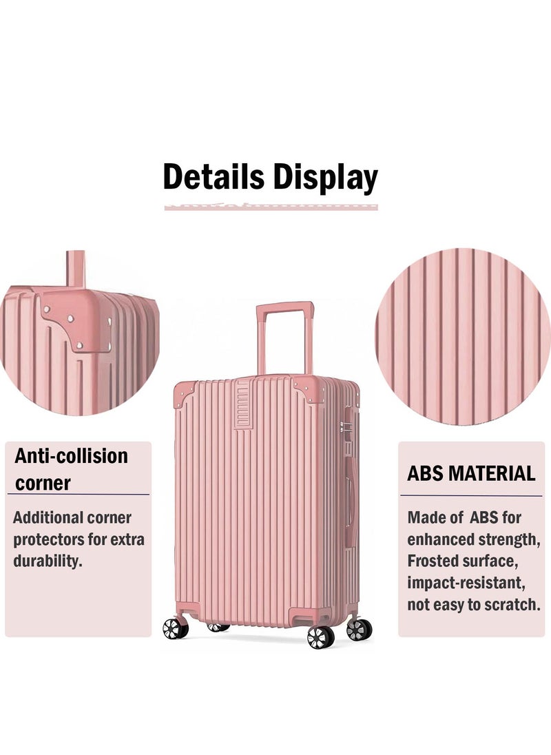 ZUIHAO Hard side 4-piece Suitcase with TSA Lock Lightweight Travel Suitcase with Spinner Wheels  Durable Carry On Luggage Sets for Family 14/20/24/28 inch Rose Gold