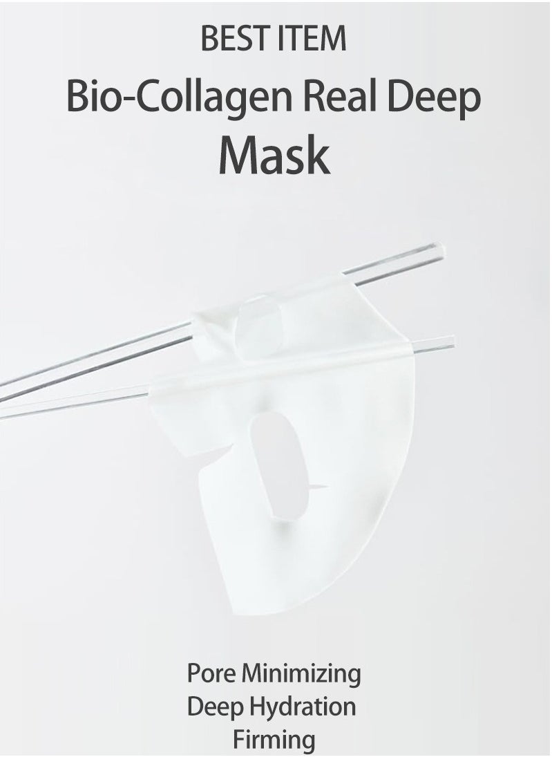 Bio-Collagen Real Deep Mask, Hydrating Overnight Hydrogel Mask, Pore Minimizing, Elasticity Improvement, 28g x5pcs