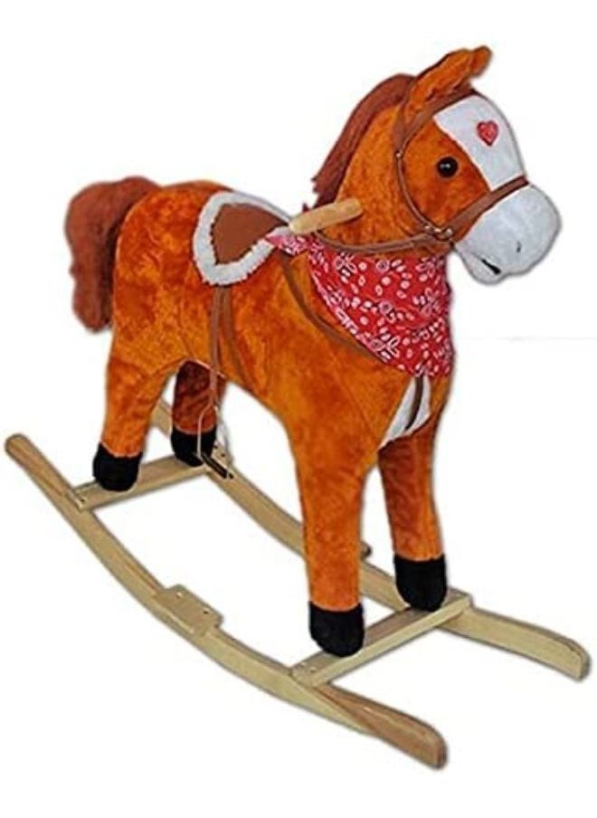 Musical Rocking Horse Pp Cotton Filling With Soft Padded Saddle And Flip-Up Harness