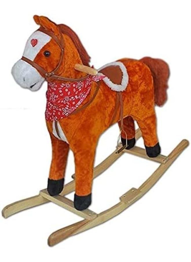 Musical Rocking Horse Pp Cotton Filling With Soft Padded Saddle And Flip-Up Harness