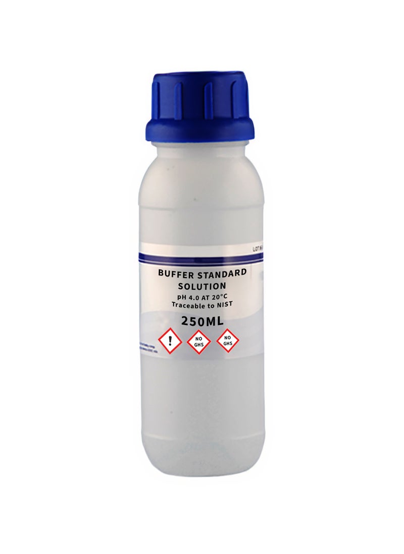 Buffer Standard Solution | 250ml | pH 4.0 at 20°C | Traceable to NIST | Liquid Calibration Solution for Accurate pH Measurement