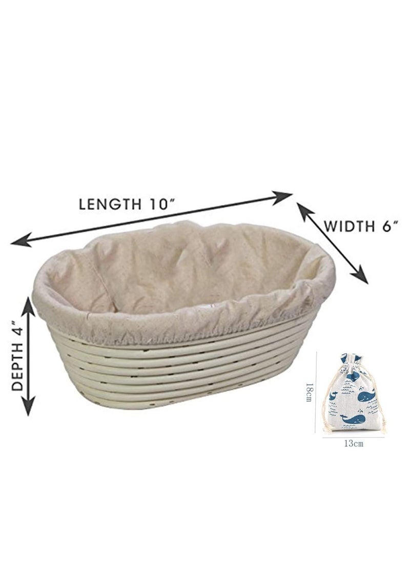 10 x 6 x 4 inch Premium Oval Banneton Basket with Liner   Perfect Brotform Proofing Basket for Making Beautiful Bread For Home  Professional Sourdough Baking