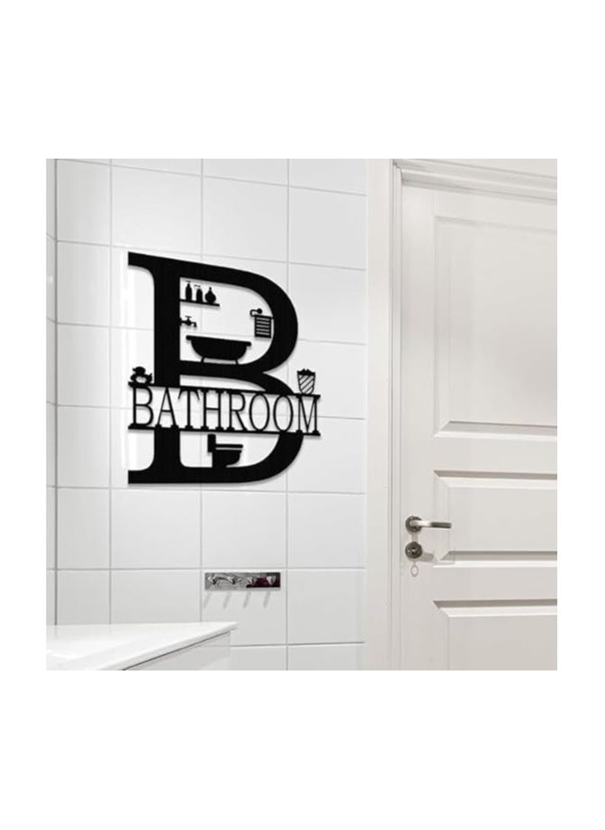 Wooden Wall Art With Self Adhesive Base - Black (Laundry & Bathroom)