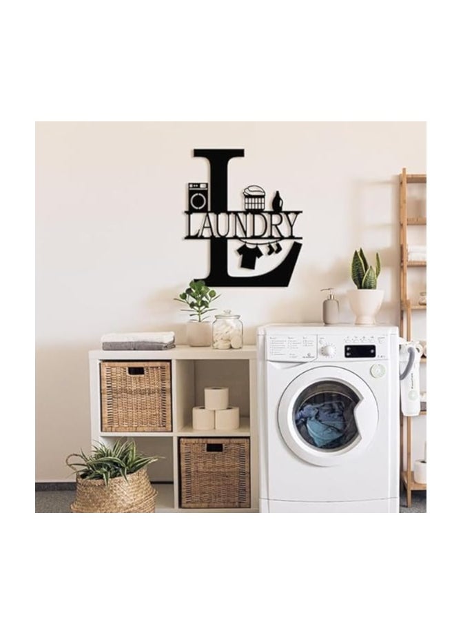 Wooden Wall Art With Self Adhesive Base - Black (Laundry & Bathroom)