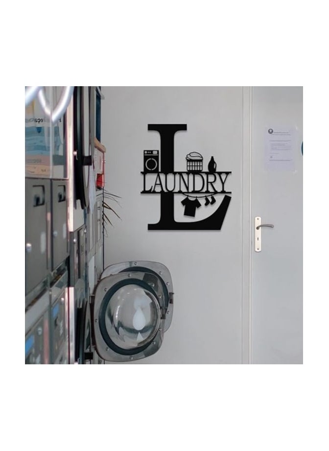 Wooden Wall Art With Self Adhesive Base - Black (Laundry & Bathroom)