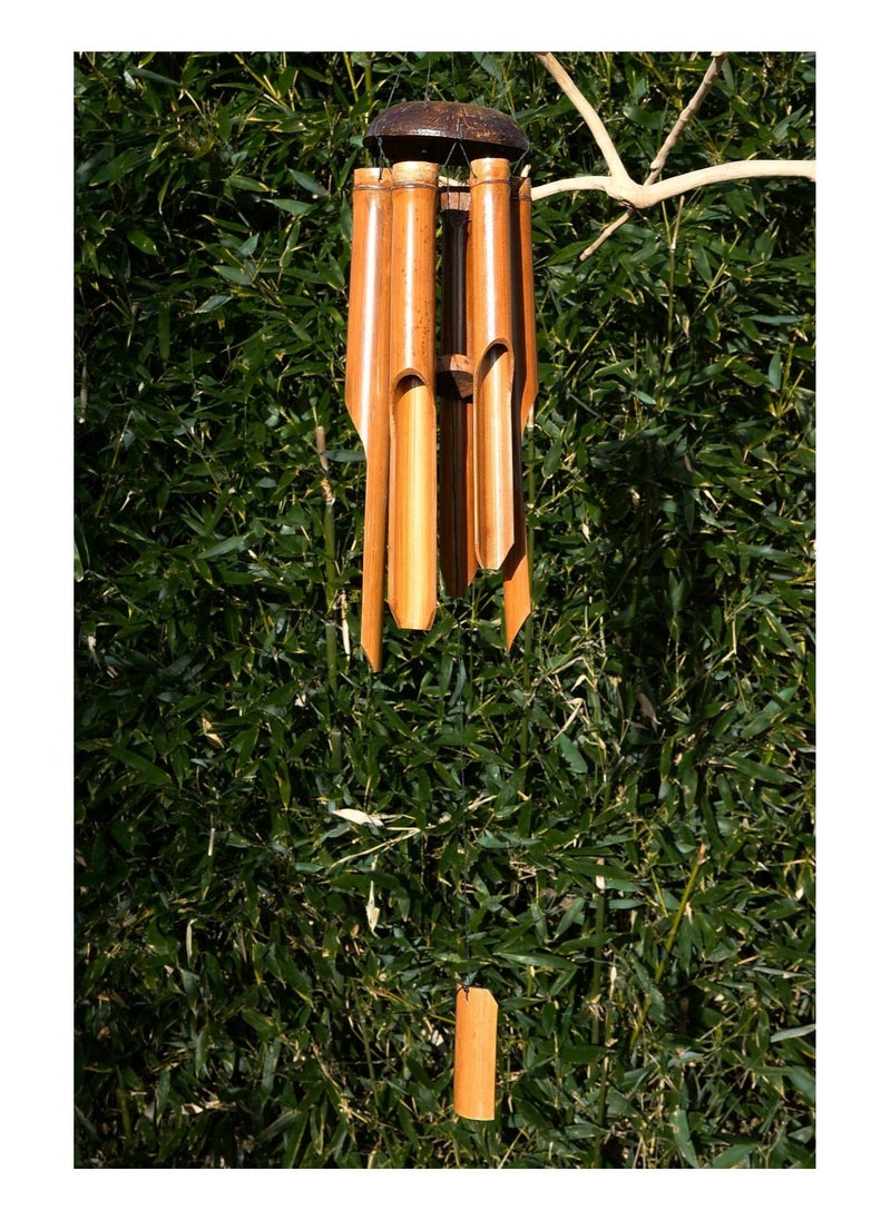 Natural bamboo coconut windchime 45cm height