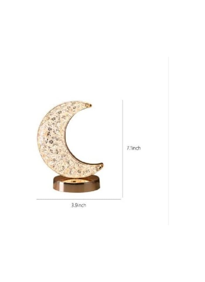 Moon Shape Table Lamp USB Rechargeable Dimming Crystal Night Light