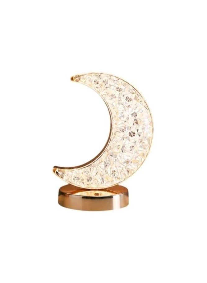 Moon Shape Table Lamp USB Rechargeable Dimming Crystal Night Light