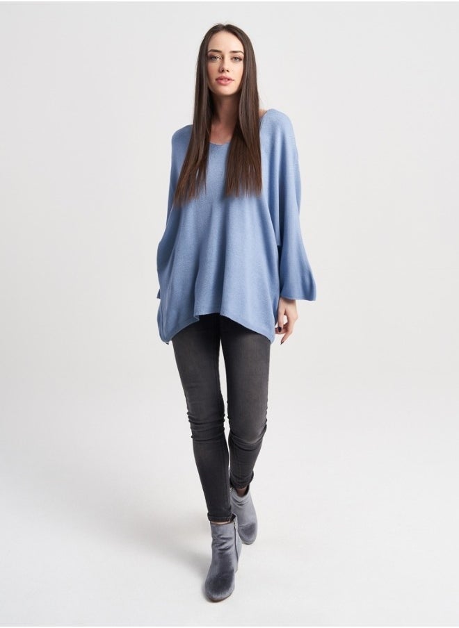 Blue Oversized Knit Sweater