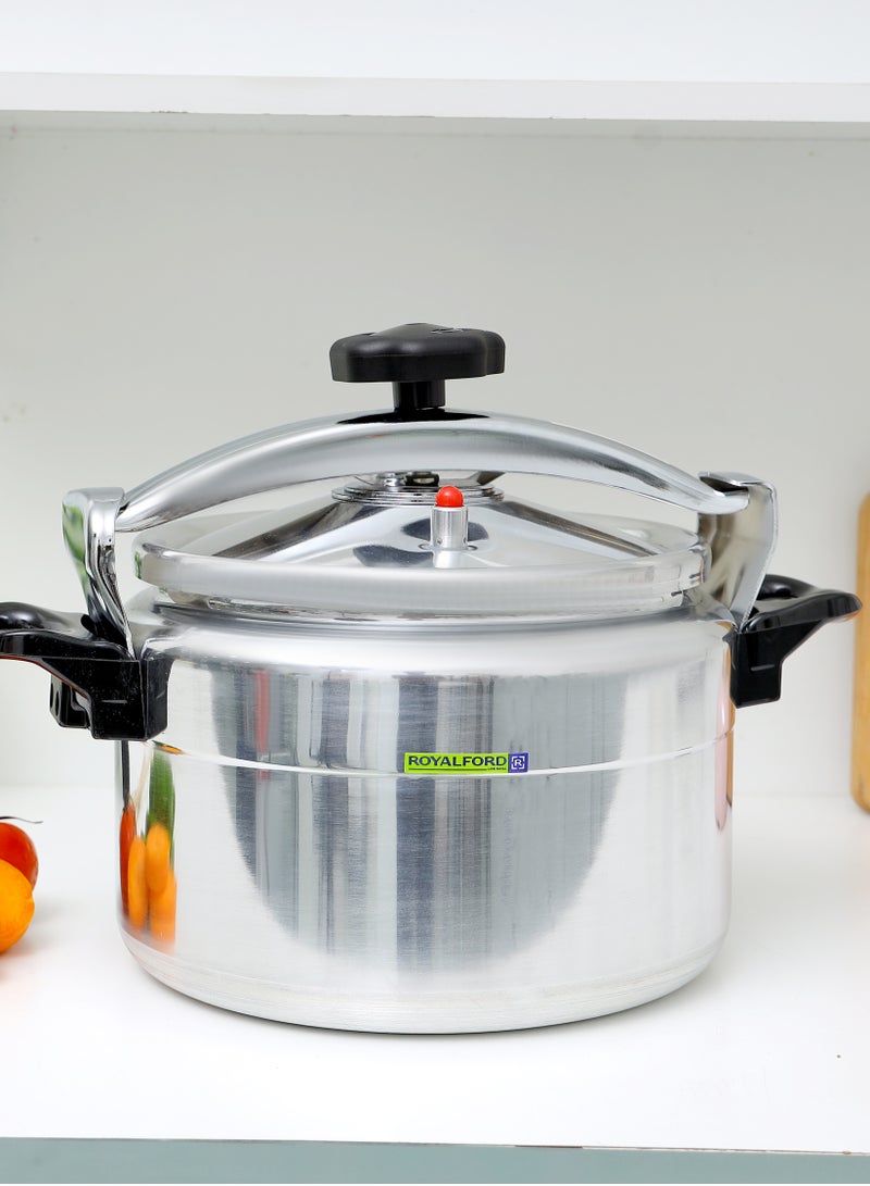 7L Aluminum Pressure Cooker- RF11174 Equipped With Multi-Safety Device And Unique Pressure Indicator Durable Aluminum Alloy Construction + Firm Handles Silver 7Liters