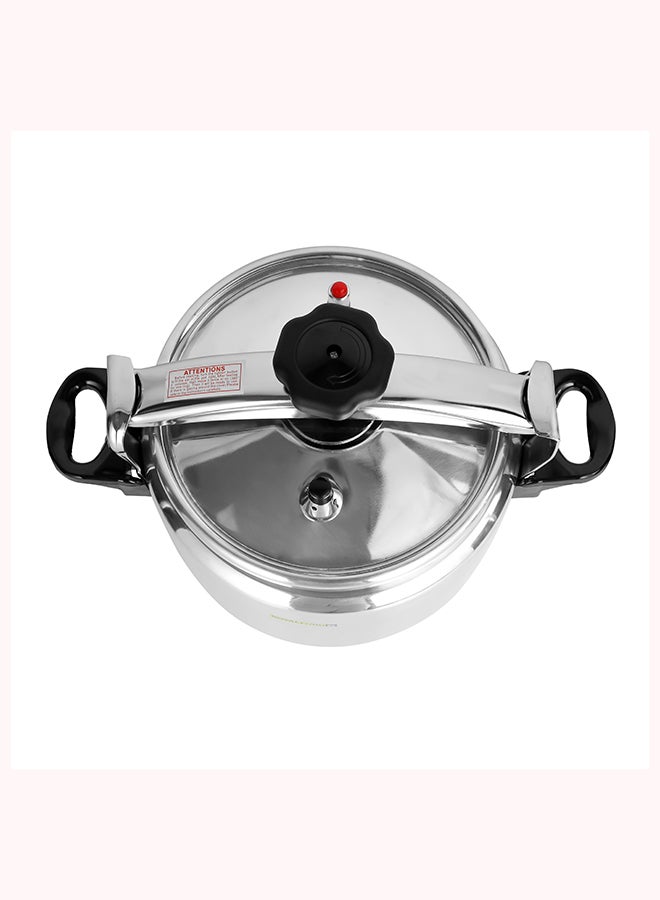 7L Aluminum Pressure Cooker- RF11174 Equipped With Multi-Safety Device And Unique Pressure Indicator Durable Aluminum Alloy Construction + Firm Handles Silver 7Liters