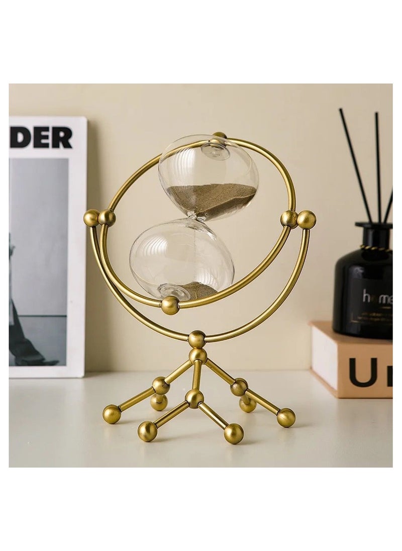 Sand Timer Rotating Hourglass Creative Vintage Gift for Kitchen Home Office Decoration, Metal Hour Glass Sand Clock