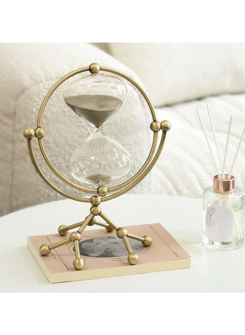 Sand Timer Rotating Hourglass Creative Vintage Gift for Kitchen Home Office Decoration, Metal Hour Glass Sand Clock