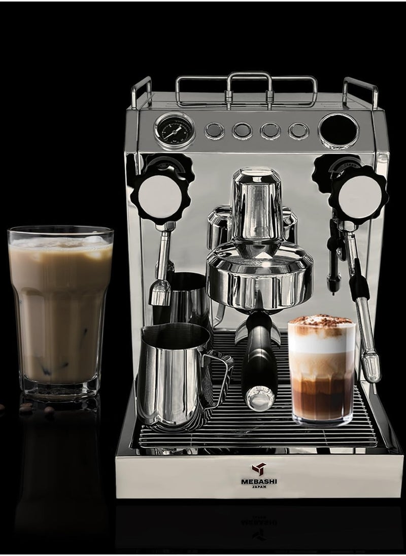 MEBASHI Commercial Dual Boiler Coffee Machine, 2.5L Capacity, 15 Bar Pressure, Stainless Steel (ME-CCM2055)(2700W)