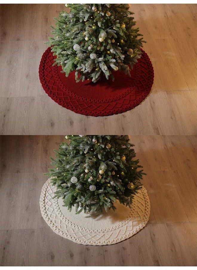 Christmas Tree Skirt,diameter 48in/122cm  Christmas Tree Bottom Apron for Christmas Tree Holiday Home Party Indoor Decorations,for Christmas Tree Decoration, Large Knitted Christmas Tree Skirt - 48 - inch Diamond - shaped Christmas Decoration Made of Acrylic Yarn