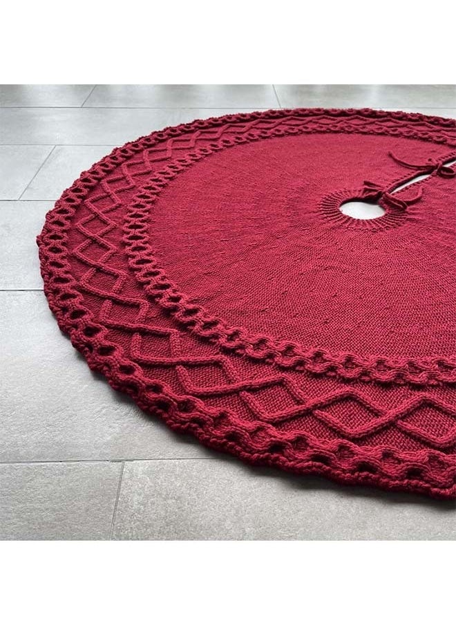 Christmas Tree Skirt,diameter 48in/122cm  Christmas Tree Bottom Apron for Christmas Tree Holiday Home Party Indoor Decorations,for Christmas Tree Decoration, Large Knitted Christmas Tree Skirt - 48 - inch Diamond - shaped Christmas Decoration Made of Acrylic Yarn