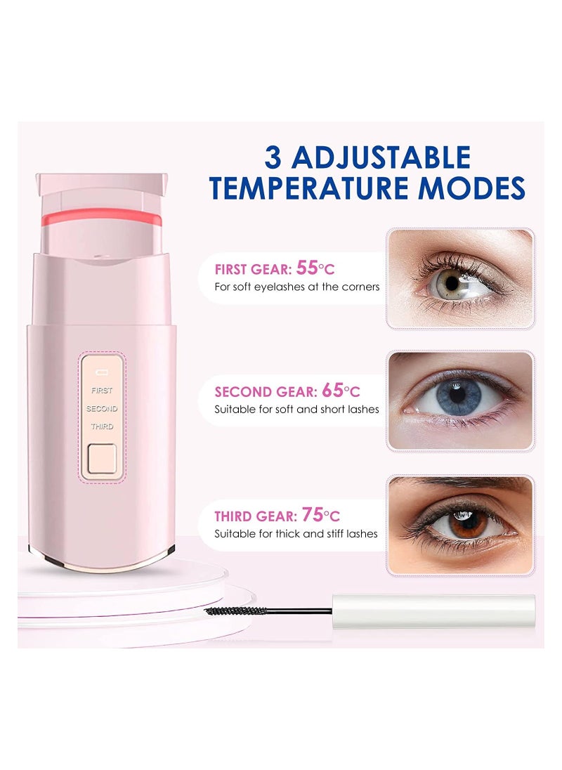 Heated Eyelashes Curler, USB Rechargeable Electric Eyelash Curlers with 3 Level Temp, Quick Heating  Long Lasting Curling Effect