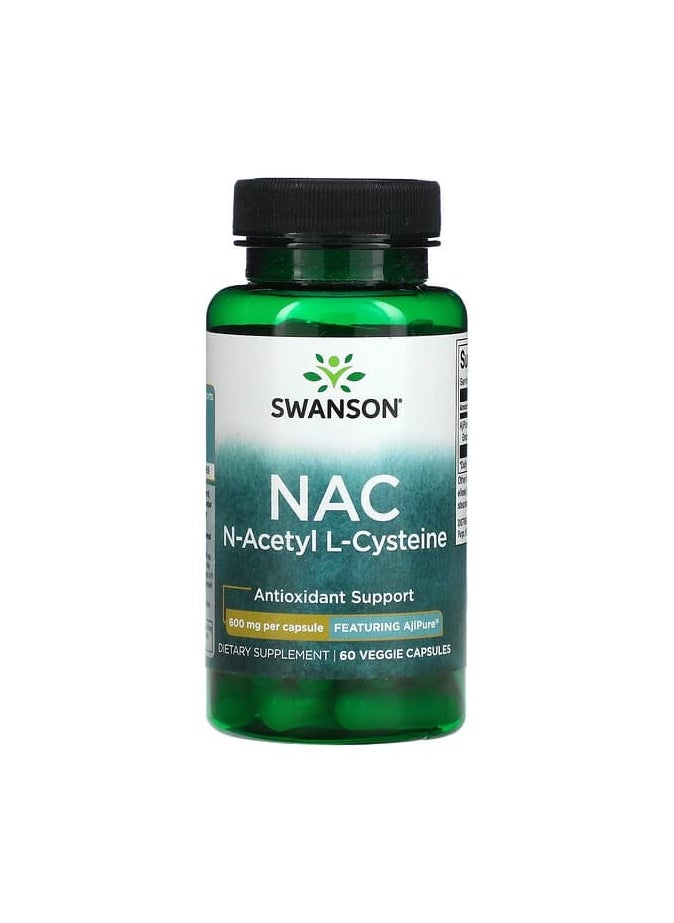 NAC, N-Acetyl L-Cysteine, 600 mg, 60 Veggie Capsules