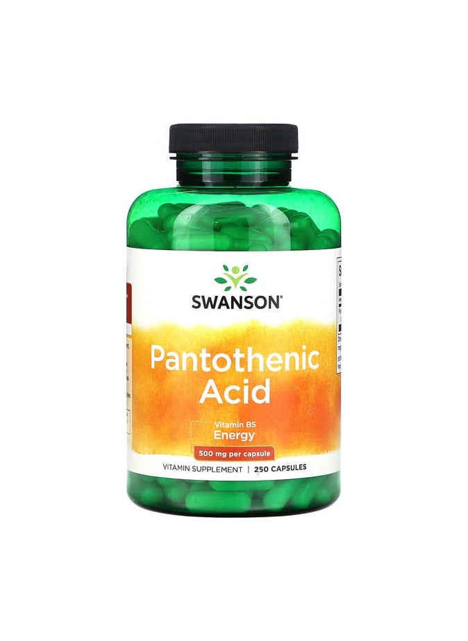 Pantothenic Acid, 500 mg, 250 Capsules