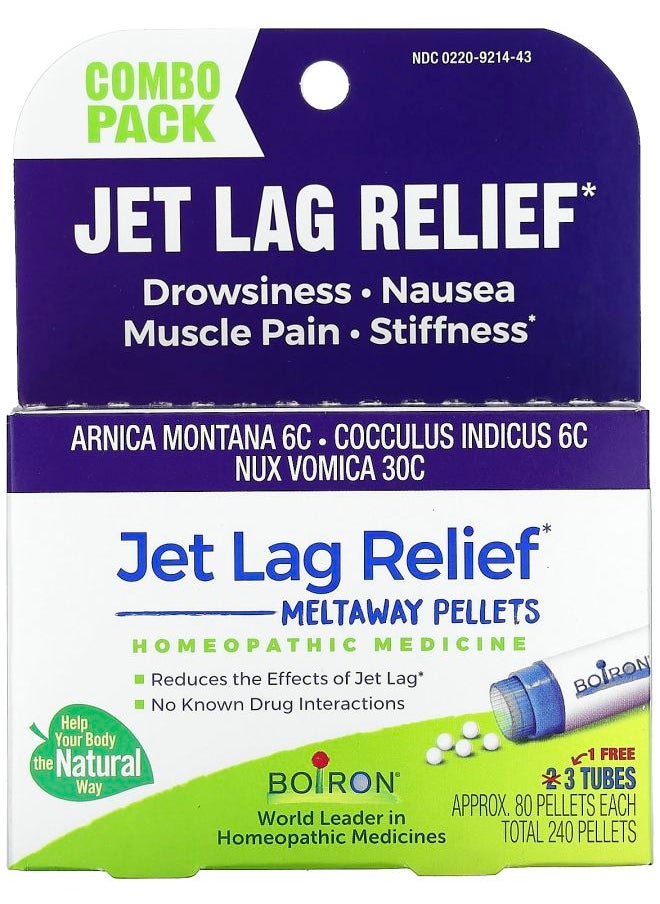 Jet Lag Relief Meltaway Pellets Combo Pack 3 Tubes 80 Pellets Each