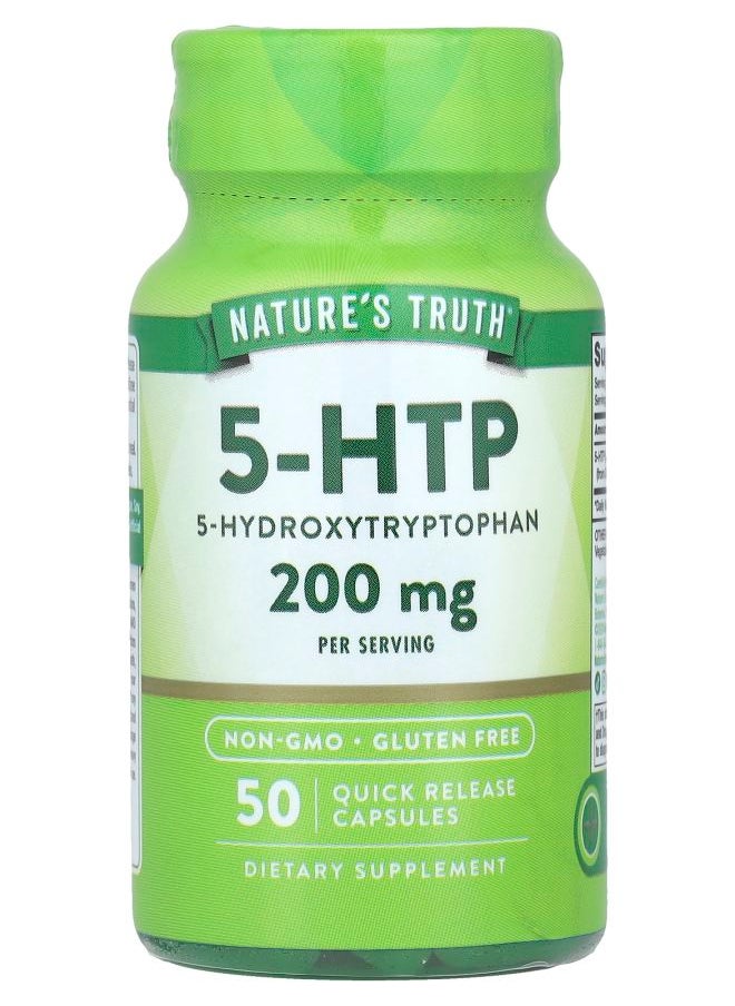 5HTP 200 mg 50 Quick Release Capsules (100 mg per Capsule)