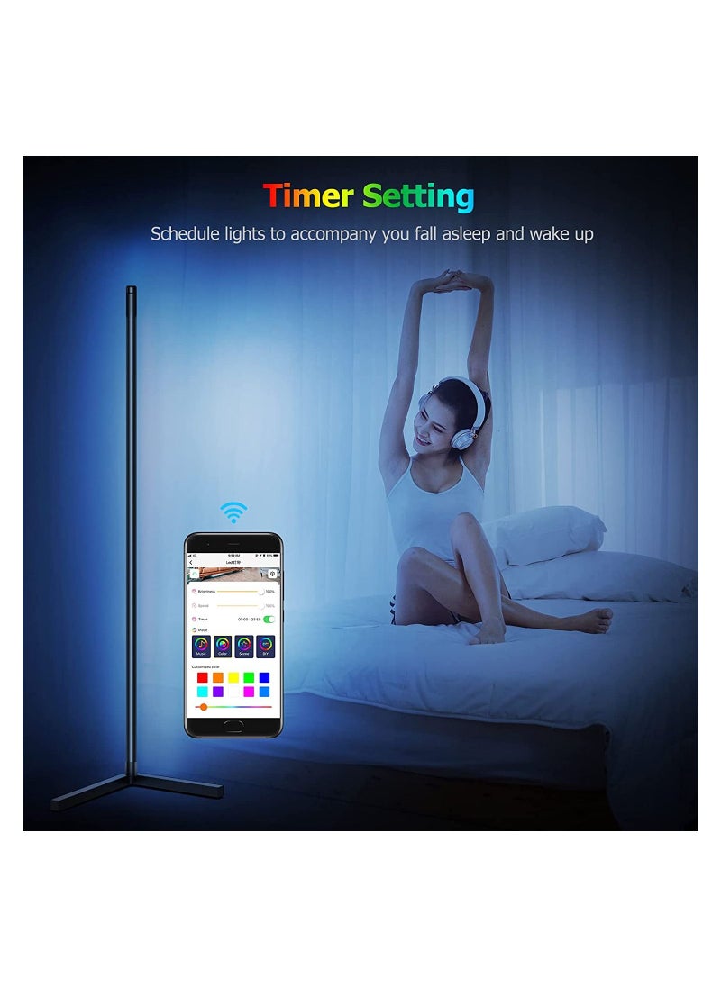 Corner Floor Lamp, APP Control LED Corner Ambiance Light with Music Sync, RGB Color Changing LED Mental Light Stick for Living Room, Bedroom, TV, Gaming