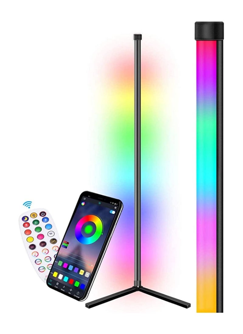 LED RGB Corner Floor Lamp Color Changing Lamp with APP and Remote Control, Smart Minimal Floor Lamp, 61” Tall Dimmable Standing Lamp, Ambient Mood Night Light for Bedroom, Party