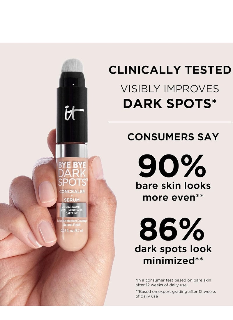 IT Cosmetics Bye Bye Dark Spots Concealer + Brightening Serum – 2% Niacinamide, Hyaluronic Acid & Caffeine - Medium Coverage, Natural Finish, All Skin Types - 0.22 fl oz