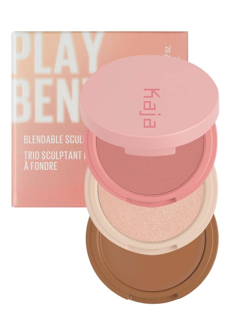 Kaja 3-in-1 Blendable Sculpting Trio - Play Bento | with Mango Seed Butter, Cream Bronzer, Powder Blush, and Highlighter, 01 Butter Up