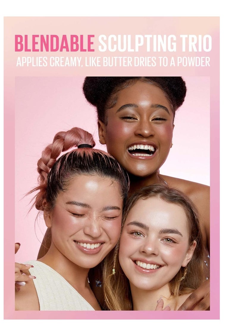 Kaja 3-in-1 Blendable Sculpting Trio - Play Bento | with Mango Seed Butter, Cream Bronzer, Powder Blush, and Highlighter, 01 Butter Up