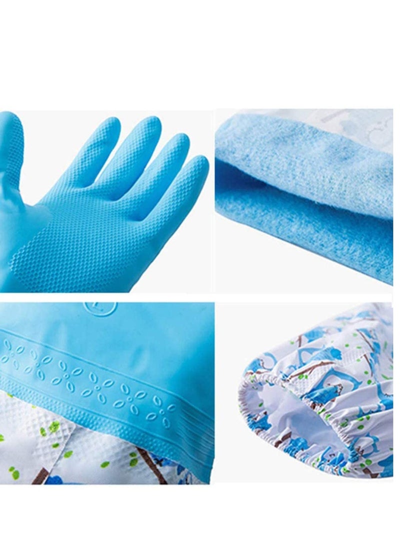 1 Pair of Rubber Gloves for Pond Gutter Drain Cleaning   Long Arm   One Size – Blue Pattern Pond Gloves Antiskid Long Rubber Gloves Drain Gloves Long Sleeve Waterproof Gloves