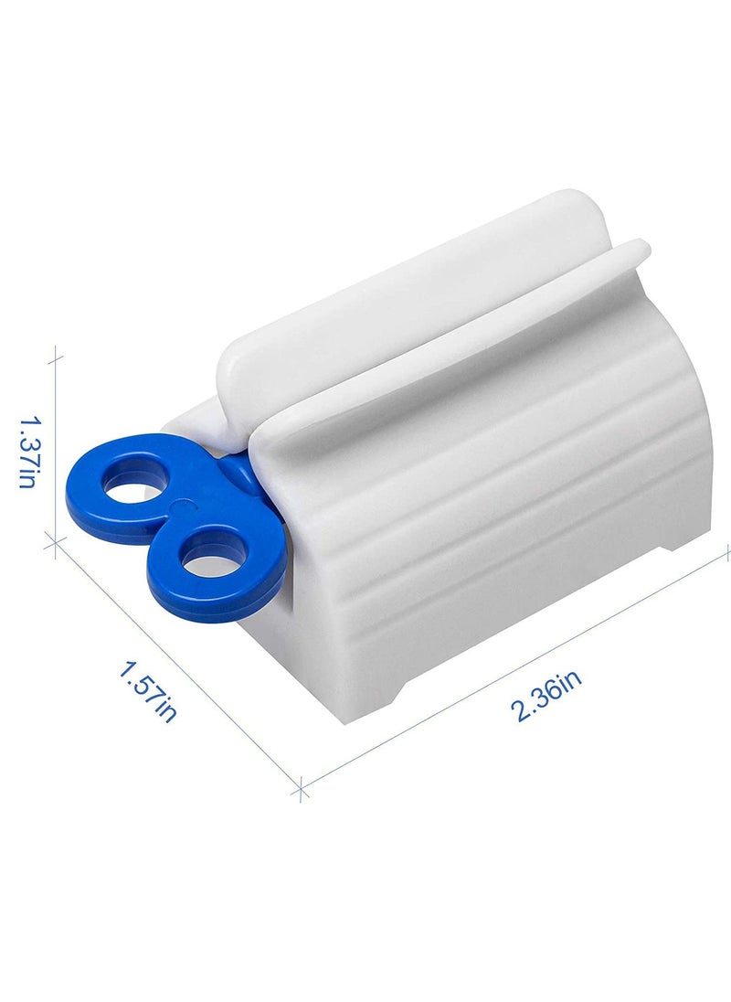 Tube Toothpaste Squeezer 3 Pieces with Rolling Toothpaste Holder Toothpaste Dispenser Set Dust Proof Holder Rotating Squeezing Toothpaste Artifact Dispenser for Bathroom Blue