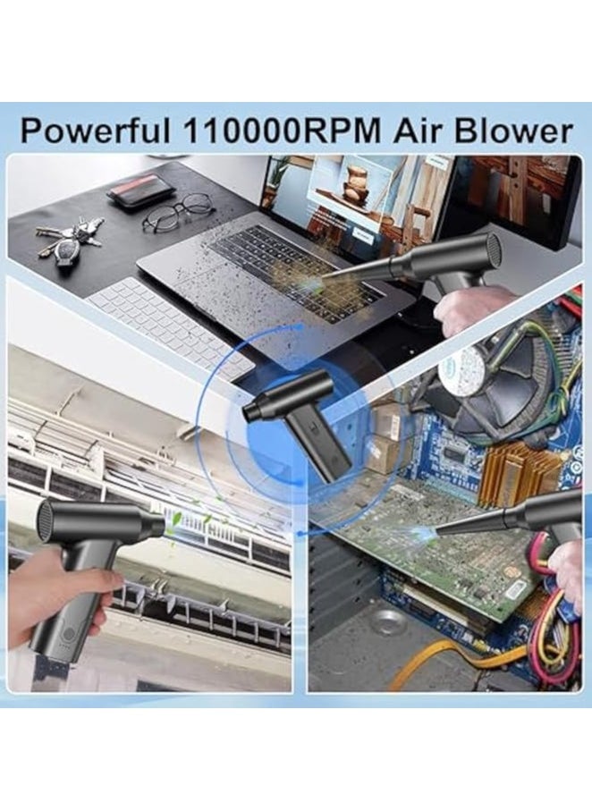 Electric Air Duster, Powerful Compressed Air Duster, Hand Dry Jet Blower, Car 110000RPM Pocket Air Blaster, Rechargeable Mini Turbo Jet Fan, Portable Air Compressor for Car Computer Cleaning Kit
