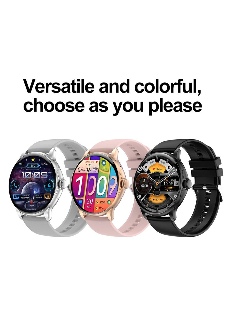 Smart Sports Watch VENU 3 – Women & Girls Fashion Edition (Black) with 1.43-inch AMOLED Display, Bluetooth Calling, 100+ Sport Modes, Multidimensional Health Management, Ultra-Long Battery Life (30 Days Standby, 5-7 Days Usage), Always-On Screen, Exquisite Crown with Mechanical Vibration, Rich Applications, and 2 Extra Interchangeable Black Silicone Straps