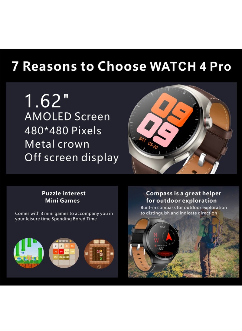 WATCH 4 Pro Formal Edition Black – The Ultimate Smartwatch with 1.62'' AMOLED Display, 2 Extra Straps for Style, Performance, and Everyday Adventure