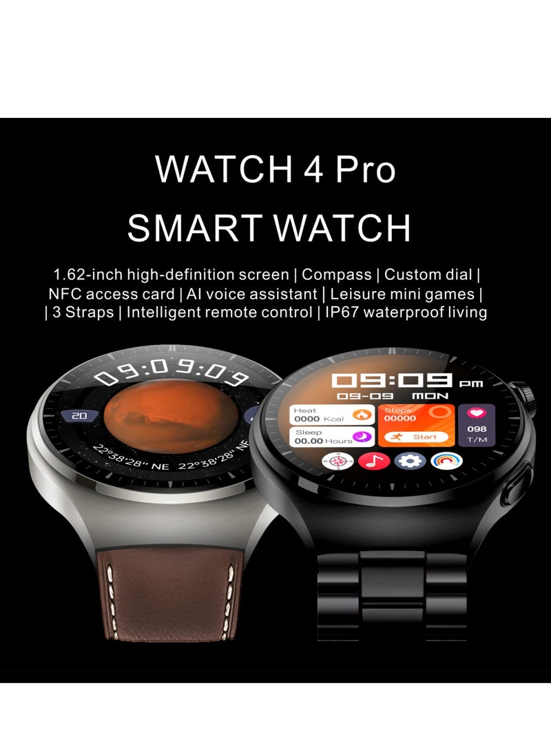 WATCH 4 Pro Formal Edition Black – The Ultimate Smartwatch with 1.62'' AMOLED Display, 2 Extra Straps for Style, Performance, and Everyday Adventure