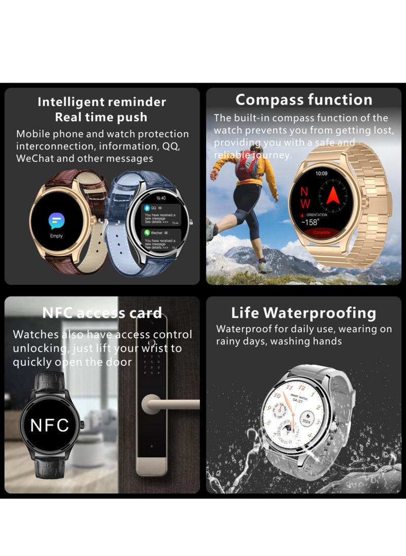 GT5 Ultrathin Smartwatch with 1.53-inch AMOLED Display, NFC, AI Voice Assistant, Multi-Sport Modes, Formal Strap Edition Black | Extra Chain and Silicon Straps Free