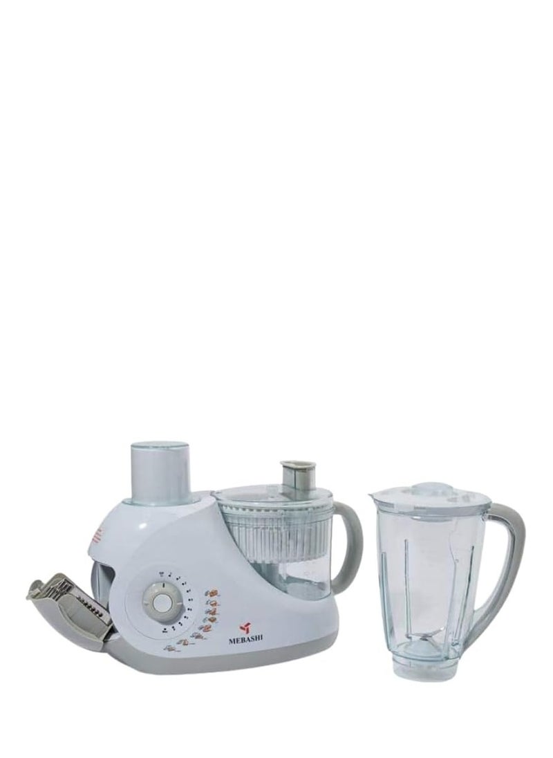 MEBASHI 14-in-1 Food Processor, 1.5 L Bowl, 2 L Blender,(450W) White-Gray (ME-FPS1001WGR)