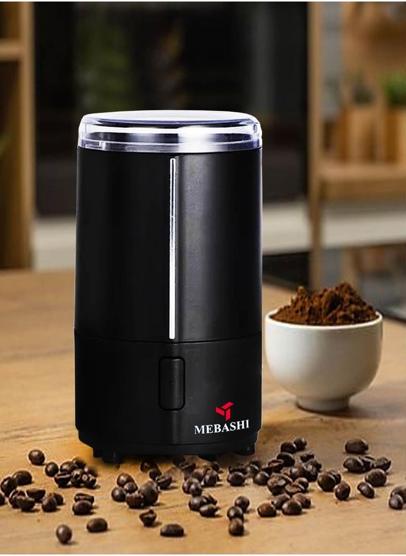 MEBASHI Coffee Grinder - 50g Capacity, Cutting Blade, Shining ABS Body, (ME-CG2287) (Black)