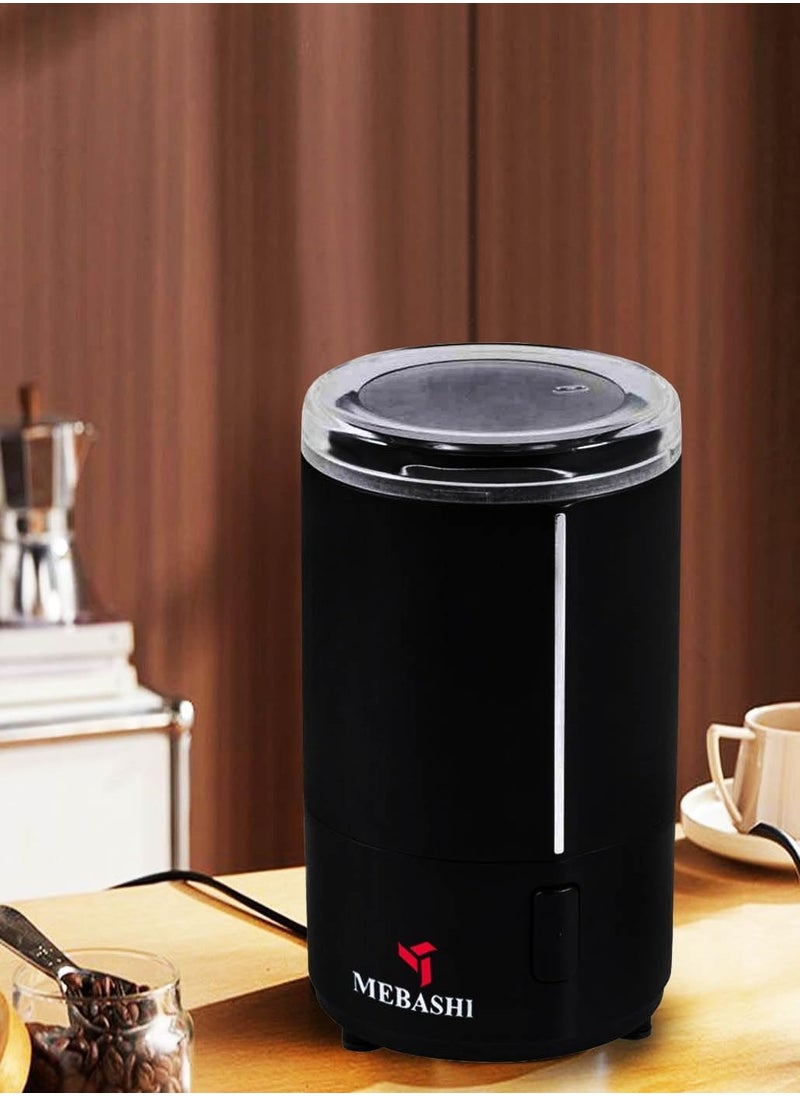 MEBASHI Coffee Grinder - 50g Capacity, Cutting Blade, Shining ABS Body, (ME-CG2287) (Black)