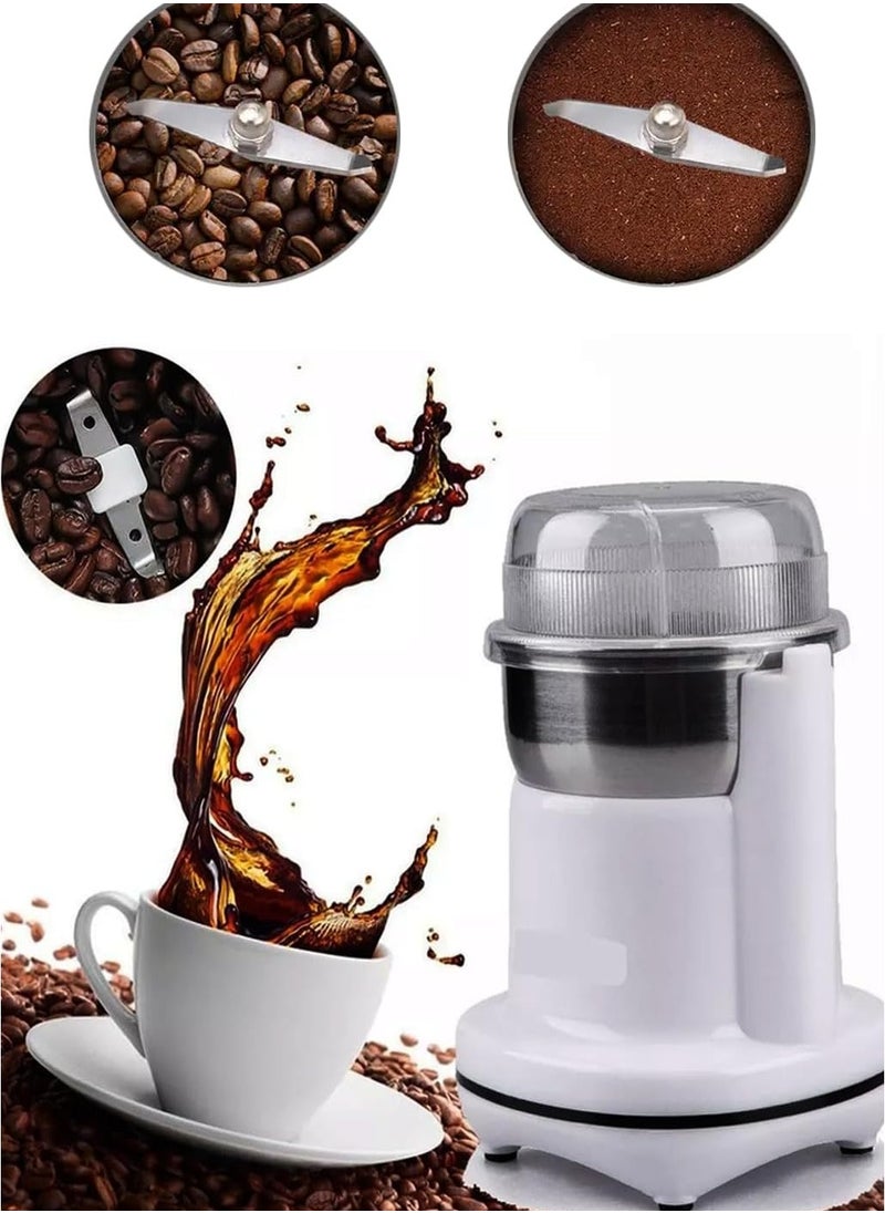 MEBASHI Coffee Grinder - 50g Capacity, Stainless Steel Bowl, Overheat Protection, (ME-CG2281) (White)