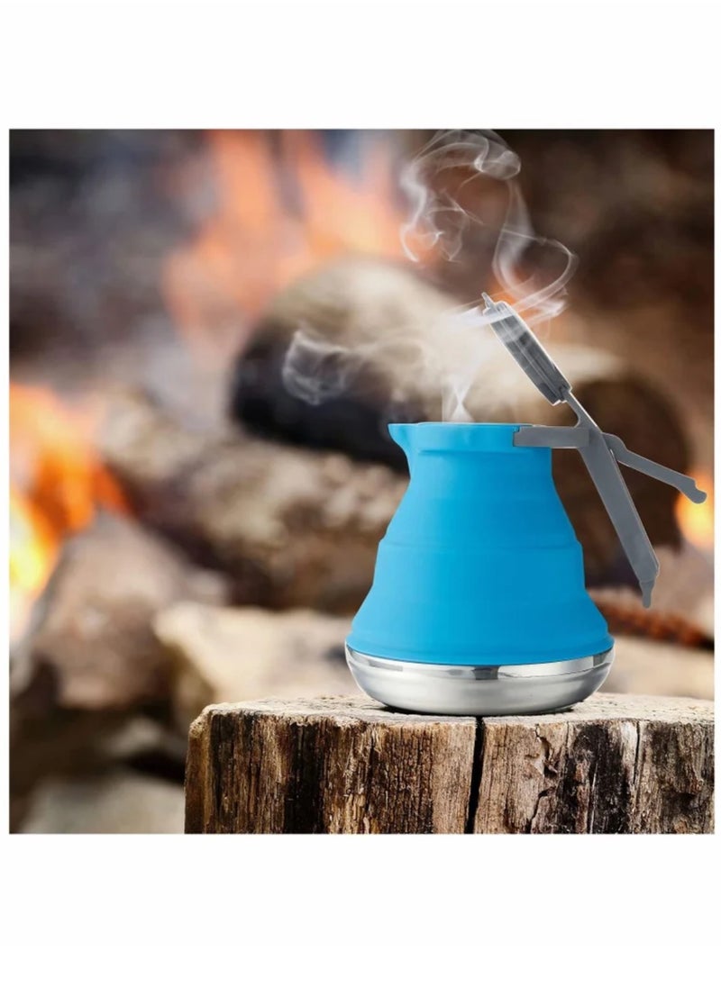 Collapsible Camping Coffee Pot Portable Blue Kettle Outdoor Hiking for Travel and Outdoors