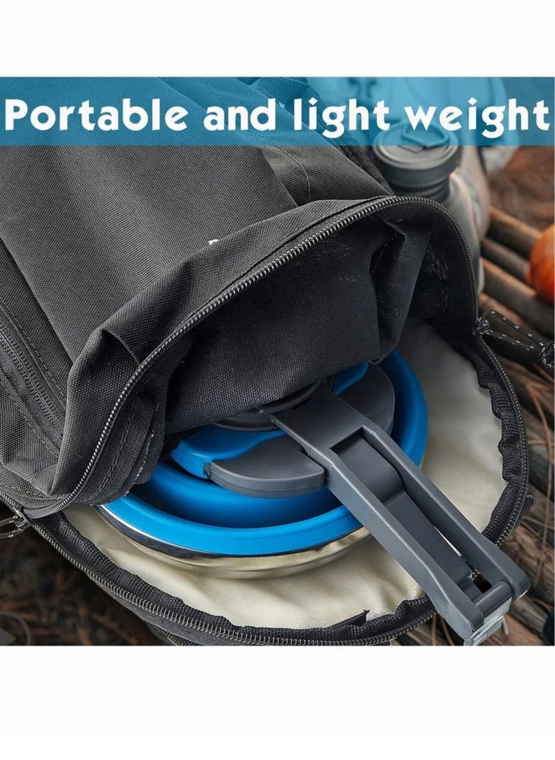 Collapsible Camping Coffee Pot Portable Blue Kettle Outdoor Hiking for Travel and Outdoors