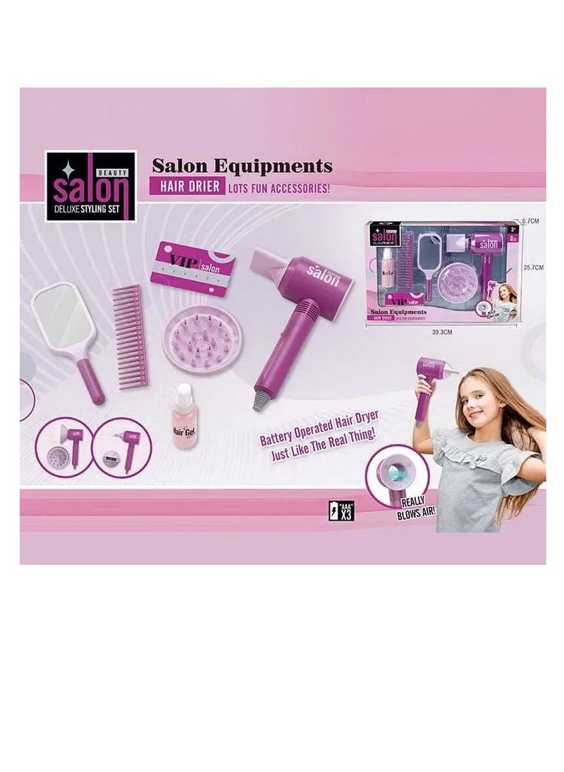 Children's hairdresser set with battery-powered hair dryer Beauty Salon 6 items